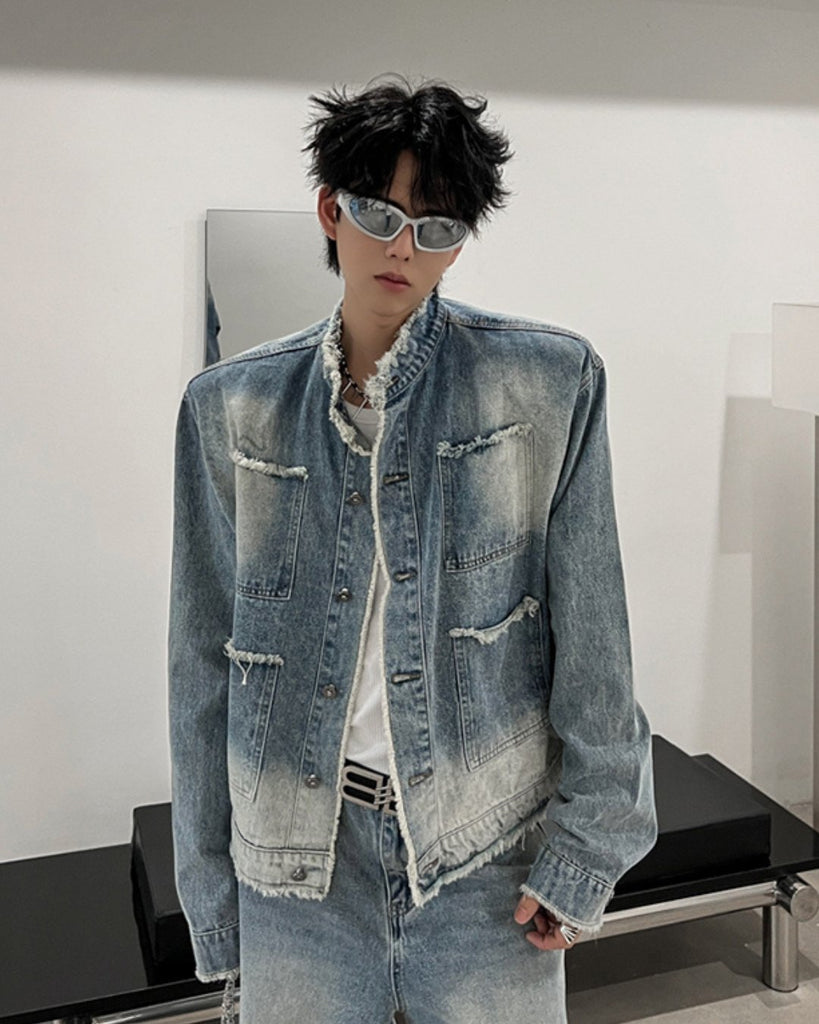 Colorless Damage Denim Jacket TNS0034 - KBQUNQ｜韓国メンズファッション通販サイト
