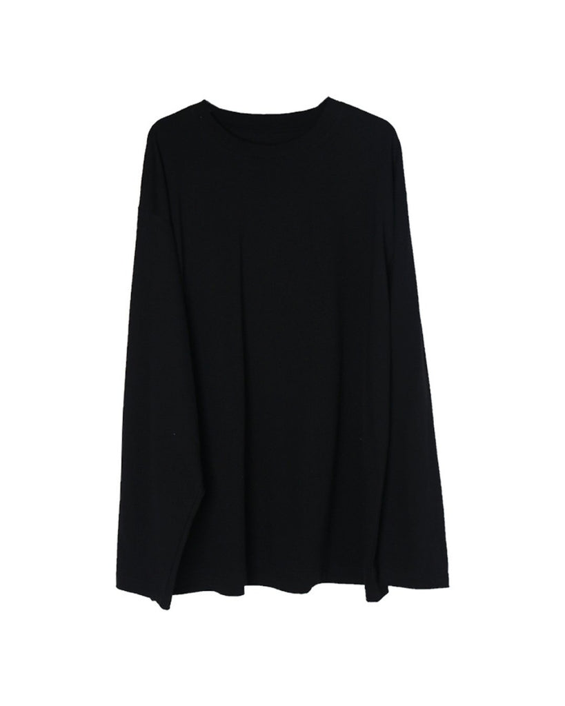 Cotton Loose Plain Long Sleeve T-Shirt ASD0008 - KBQUNQ｜韓国メンズファッション通販サイト