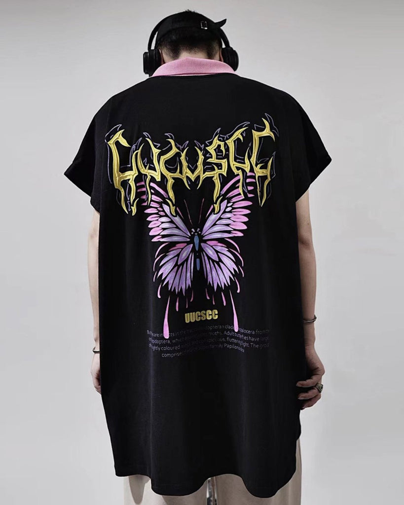 Dark Butterfly Print Short Sleeve T-Shirt UCS0010 - KBQUNQ｜韓国メンズファッション通販サイト