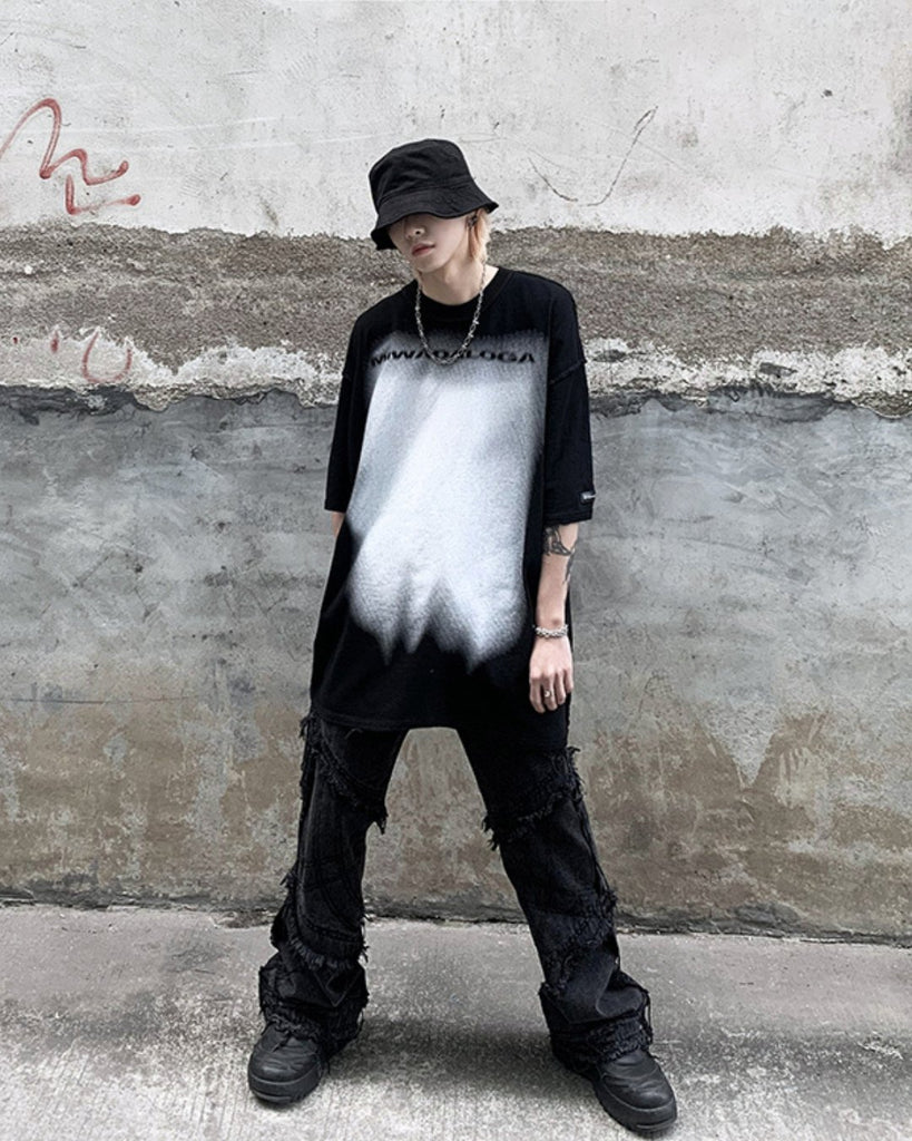 Dark Graffiti Style Short Sleeve T-Shirt ASD0003 - KBQUNQ｜韓国メンズファッション通販サイト