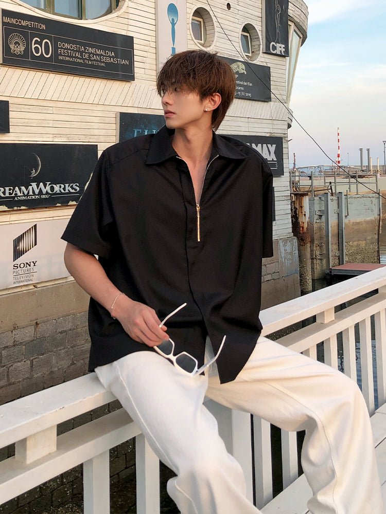 Half Zip Summer Shirt SLL0004 - KBQUNQ｜韓国メンズファッション通販サイト