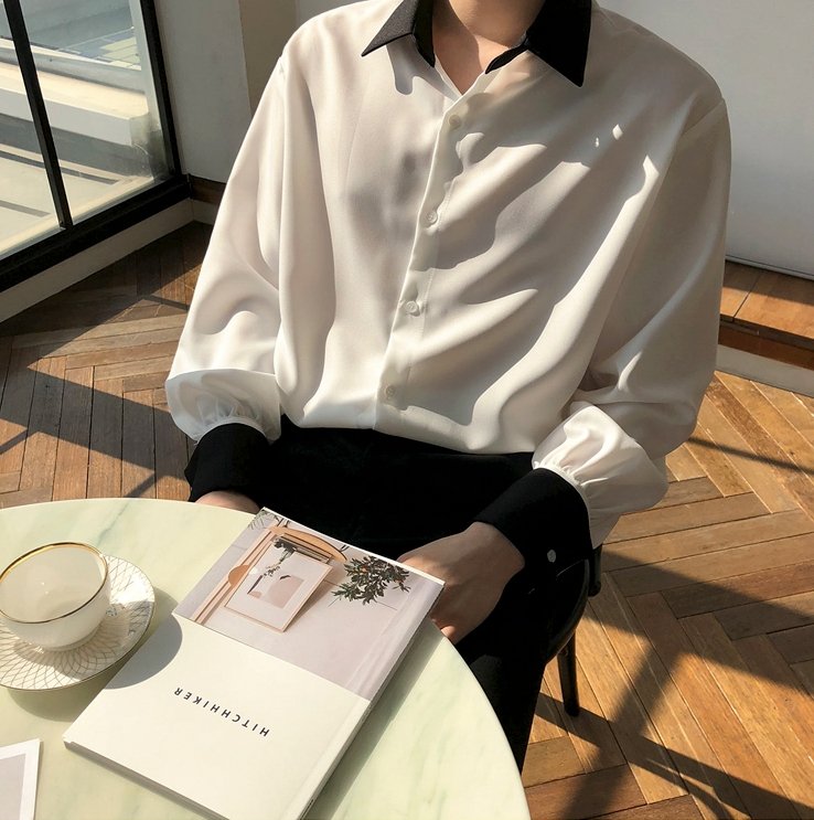 バイカラーカジュアルシャツ【KBQ387】 - KBQUNQ｜韓国メンズファッション通販サイト