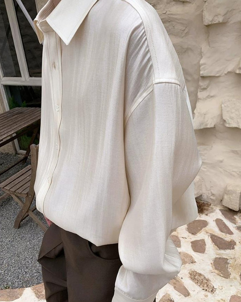 Korean Satin Long Sleeve Shirt BKC0200 - KBQUNQ｜ファッション通販