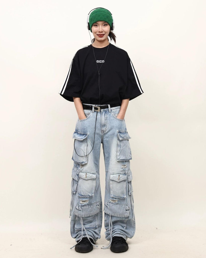 Multi-Pocket Wide Denim Pants BGV0001 - KBQUNQ｜ファッション通販