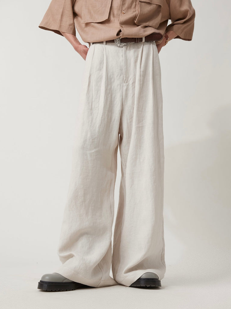 Retro Beige Linen Pants S410002 - KBQUNQ｜韓国メンズファッション通販サイト