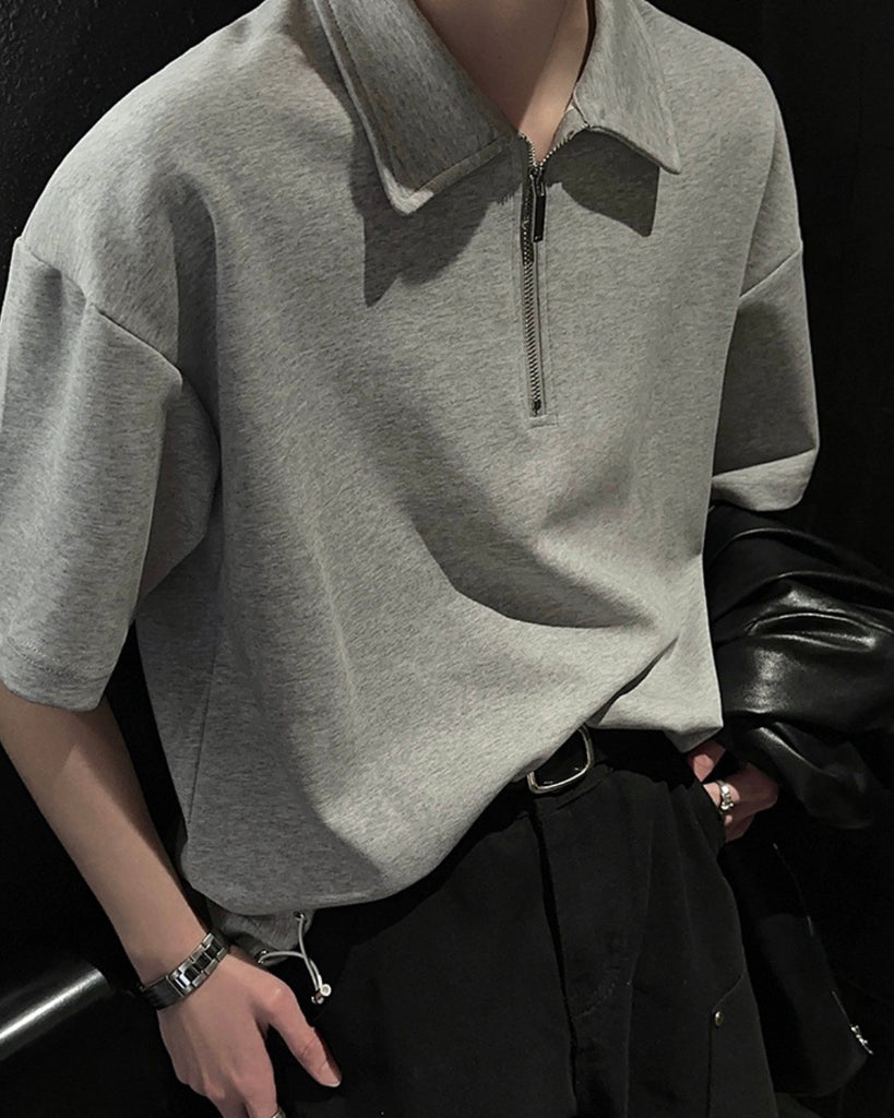 Retro Half Zip Polo Shirt JMH0027 - KBQUNQ｜韓国メンズファッション通販サイト