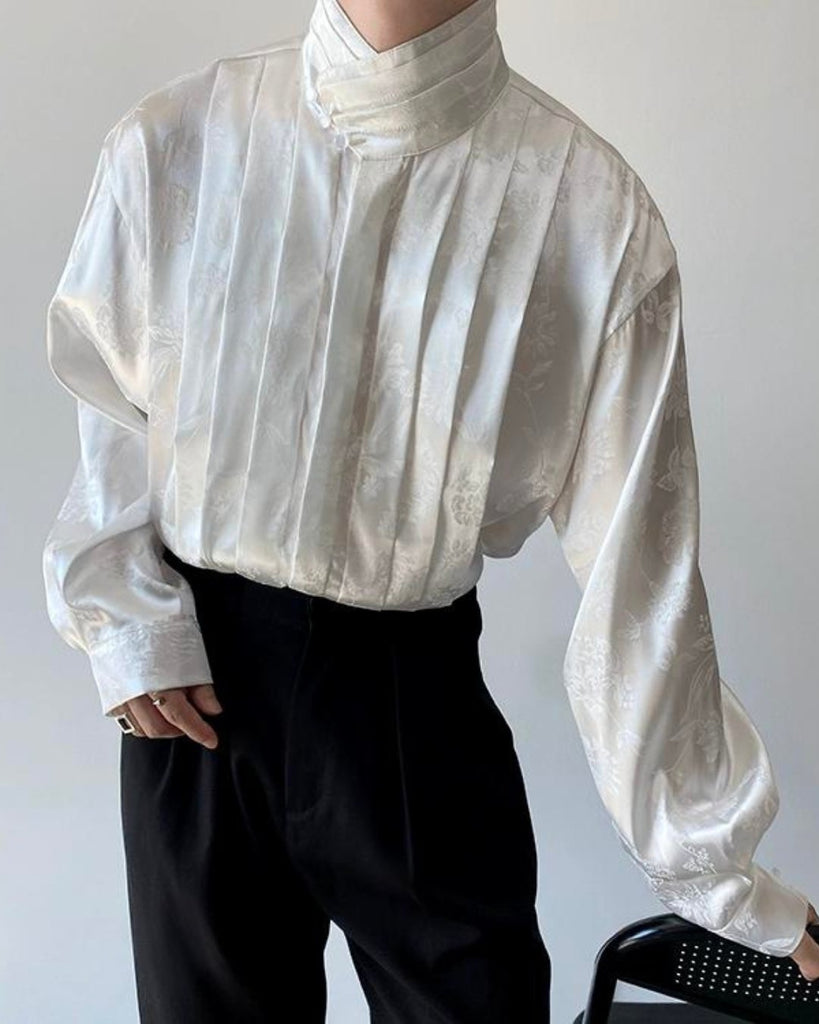 Retro Pearl Stand Collar Shirt KBQ0589 - KBQUNQ｜ファッション通販