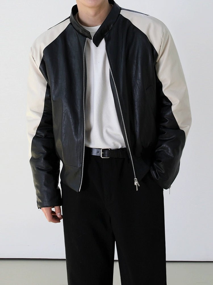 Retro Stitched Loose Leather Jacket VCH0147 - KBQUNQ｜ファッション通販