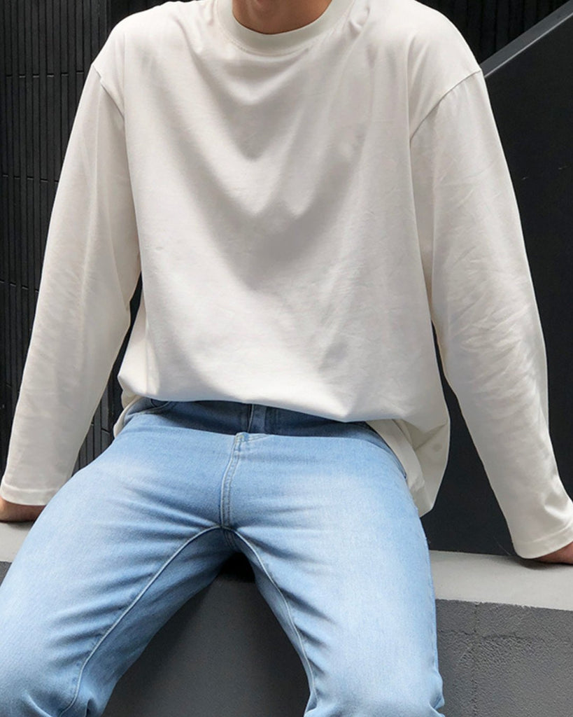 Round Crop Long Sleeve T-Shirt SLL0003 - KBQUNQ｜韓国メンズファッション通販サイト