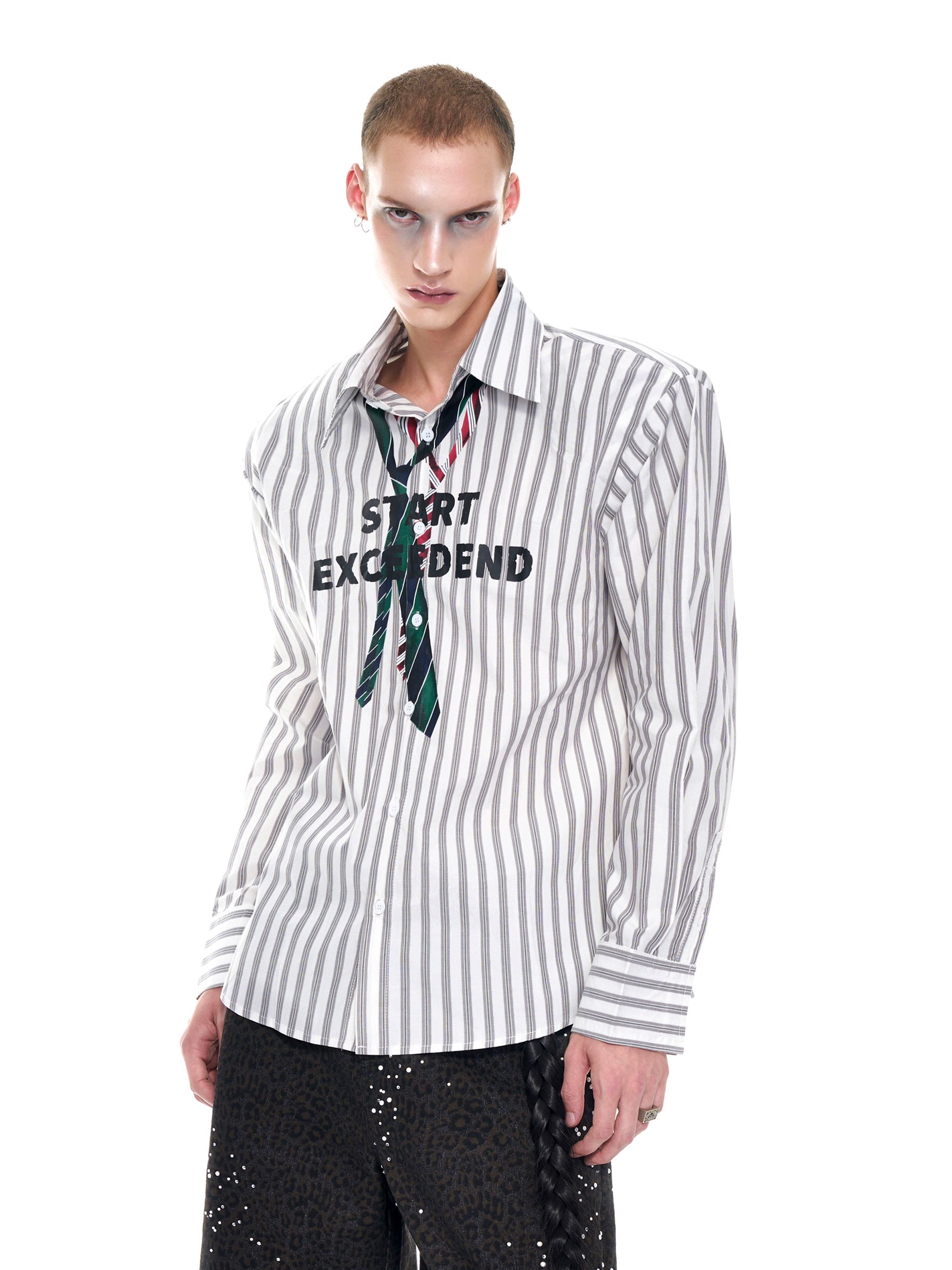 Striped Print Long Sleeve Shirt STD0069 – KBQUNQ｜ファッション通販