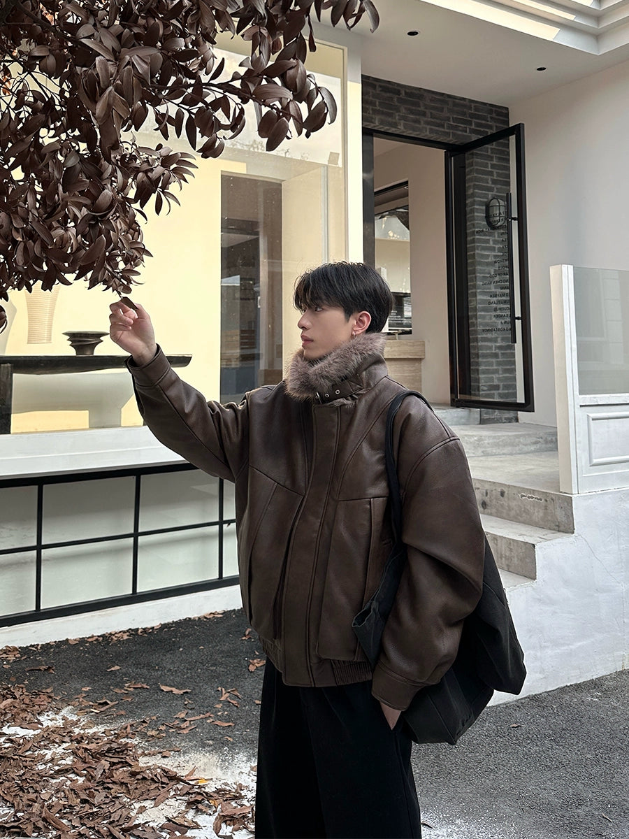 Fur Collar Leather Jacket OYC0104 – KBQUNQ｜ファッション通販