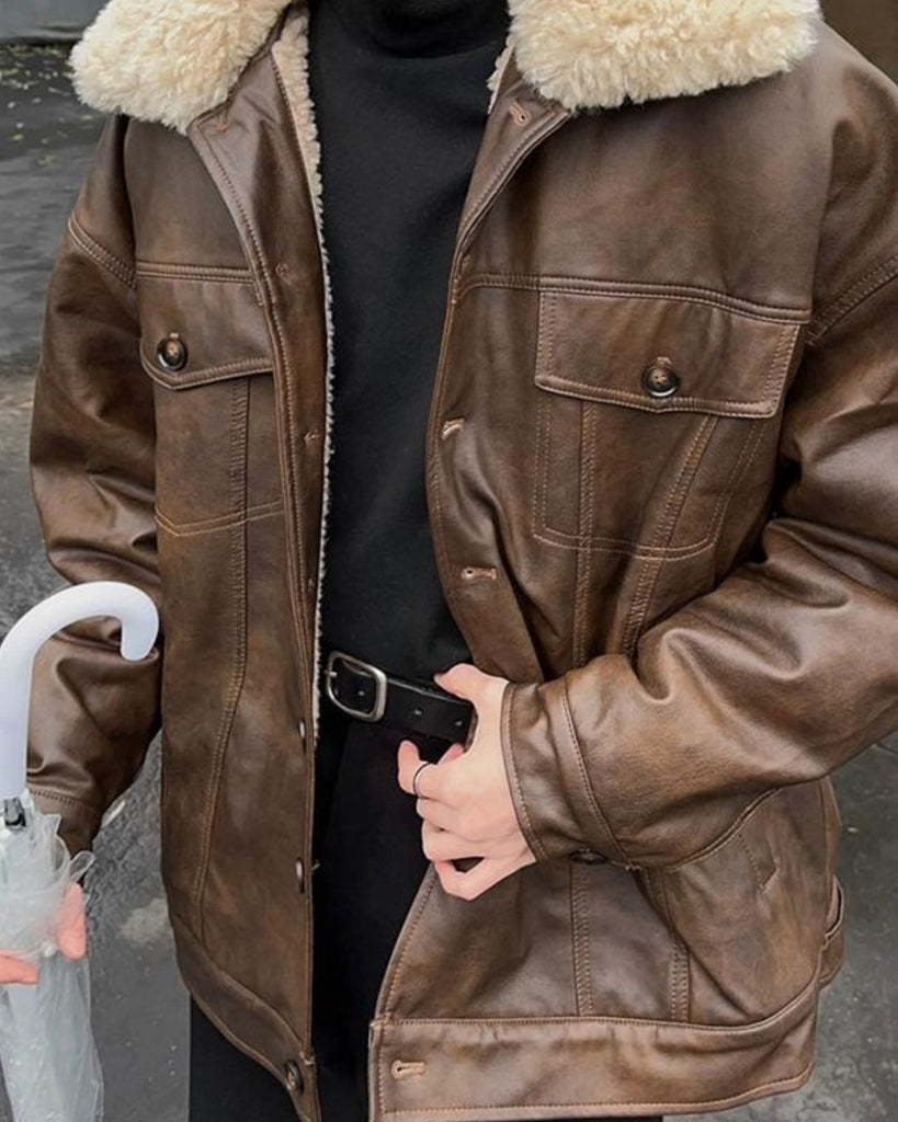 American Retro Leather Jacket JMH0072 - KBQUNQ｜ファッション通販