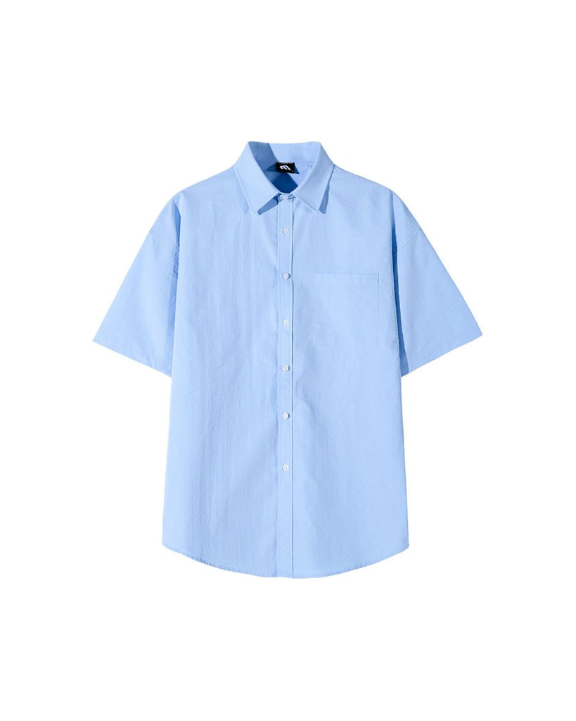 Basic Blue Short Sleeve Shirt VCH0104 - KBQUNQ｜韓国メンズファッション通販サイト