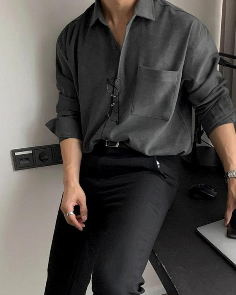 Basic Casual Long Sleeve Shirt VCH0111 - KBQUNQ｜ファッション通販