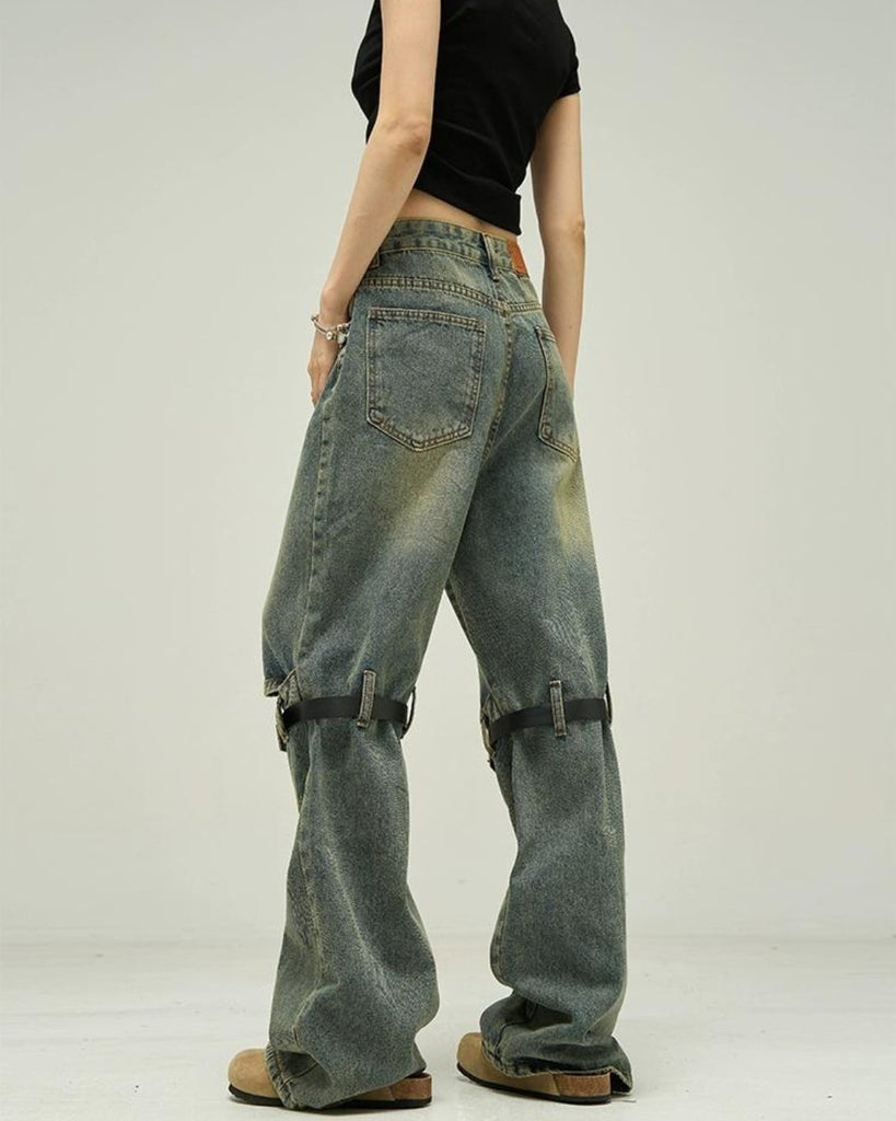 Belt Strap Design Vintage Pants 77F0006 - KBQUNQ｜ファッション通販