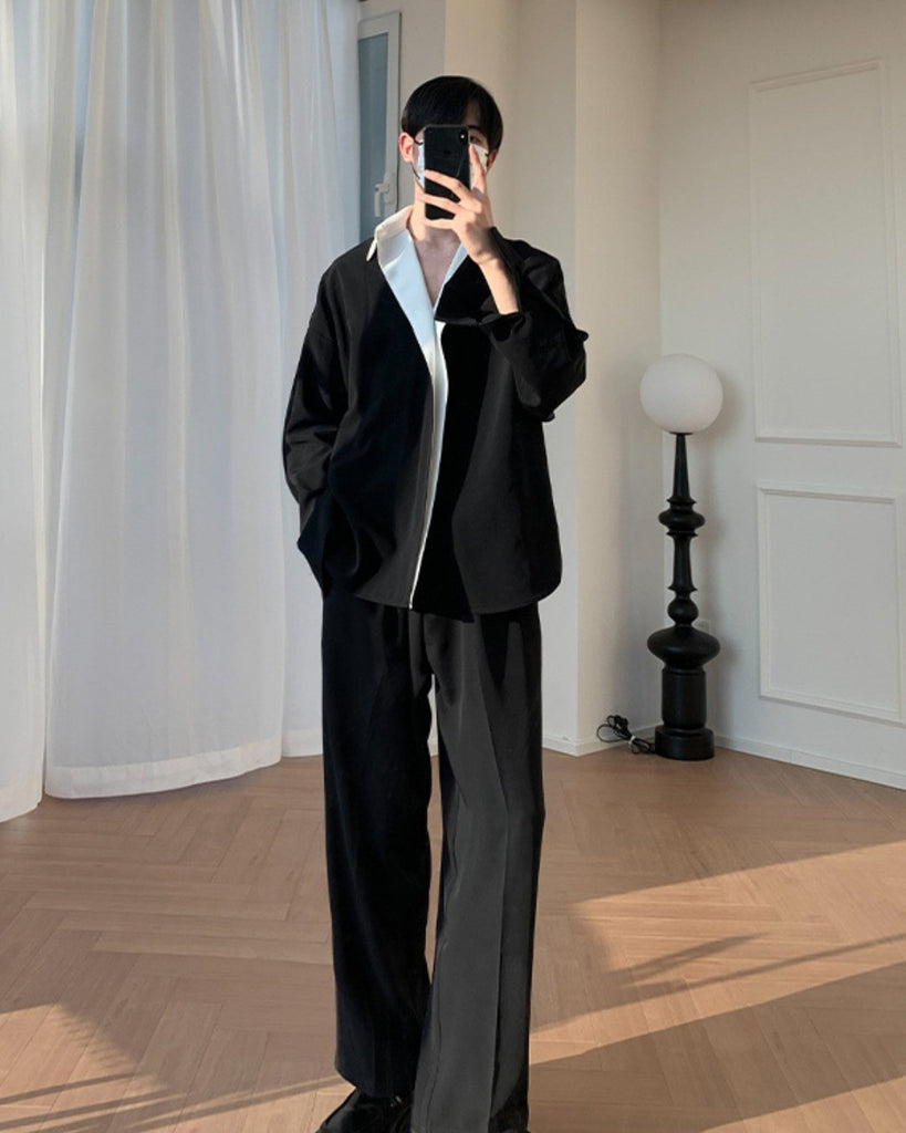 Bicolor Long Sleeve Shirt BKC175 - KBQUNQ｜韓国メンズファッション通販サイト