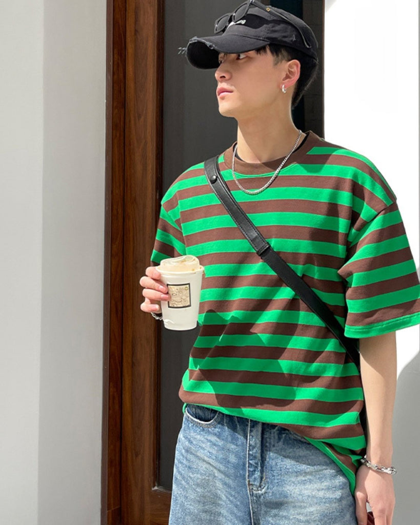 Border Short Sleeve T-Shirt PLT0034 - KBQUNQ｜韓国メンズファッション通販サイト