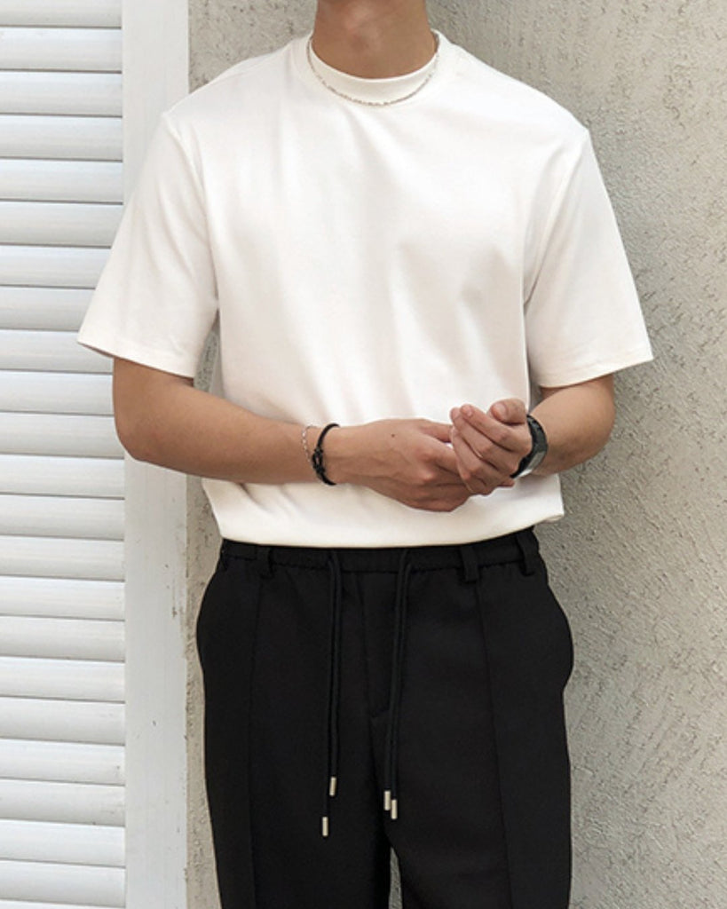 Brune Round Short Sleeve T-Shirt SLL0008 - KBQUNQ｜韓国メンズファッション通販サイト