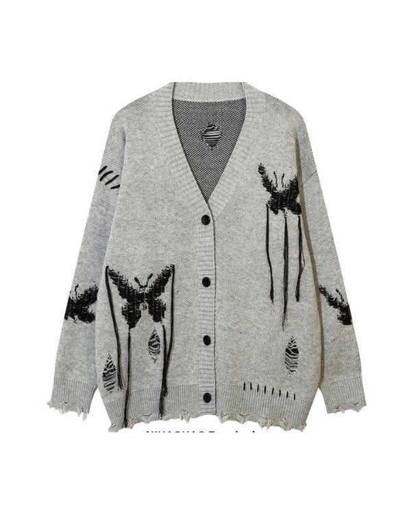 Butterfly Jacquard Knitted Cardigan NHH0003 - KBQUNQ｜韓国メンズファッション通販サイト