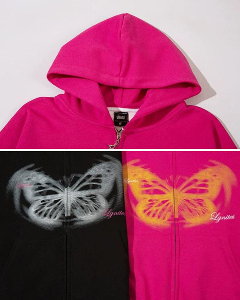 Butterfly Oversize Zipper Hoodies VGD0008 - KBQUNQ｜ファッション通販