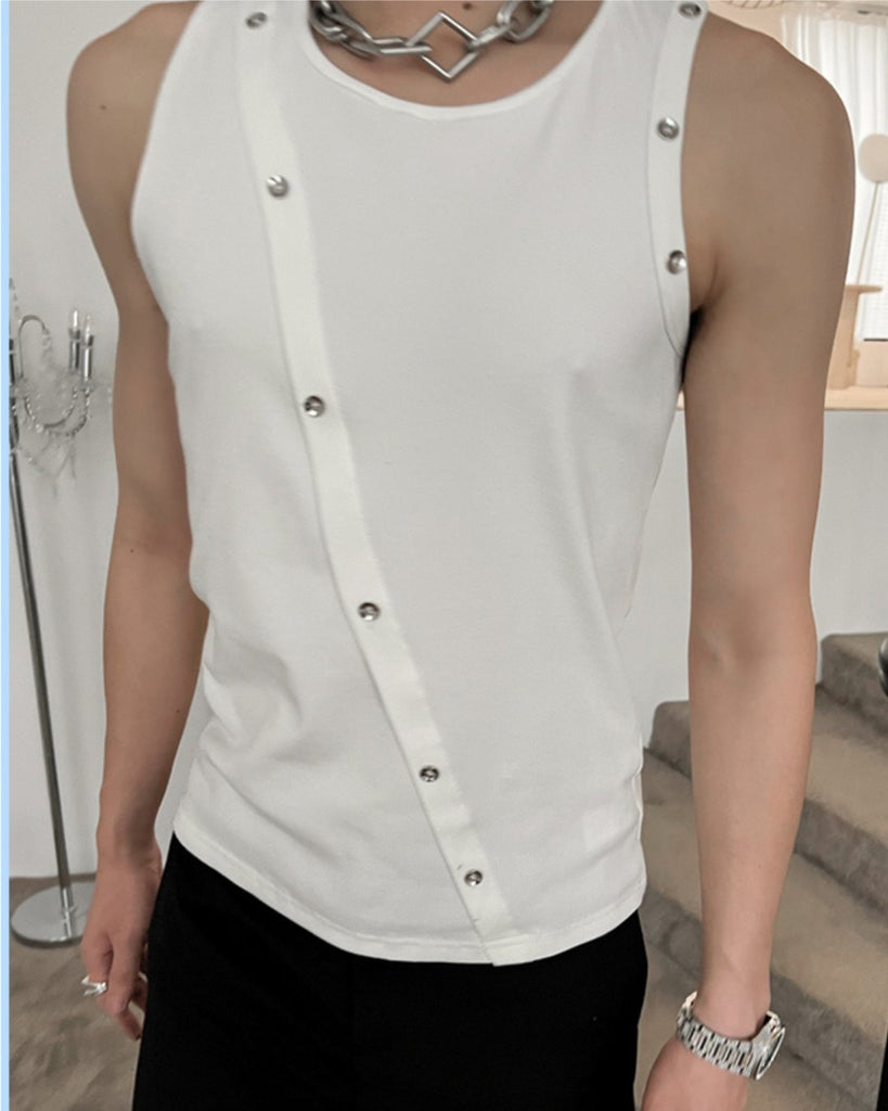 Button Point Rib Tops TNS0101 - KBQUNQ｜韓国メンズファッション通販サイト