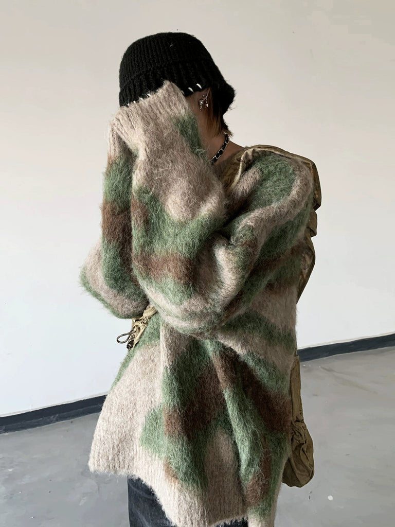 Camouflage Loose Mohair Knit ASD0064 - KBQUNQ｜ファッション通販