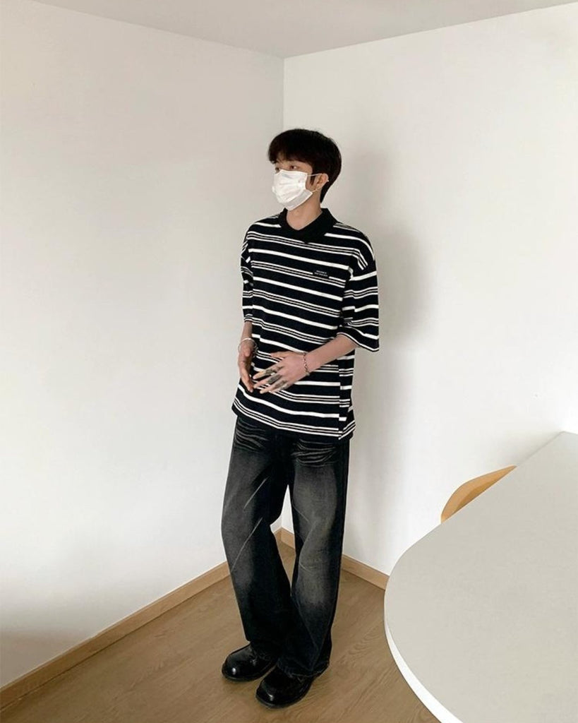 Casual Border Polo Shirt VCH0107 - KBQUNQ｜韓国メンズファッション通販サイト