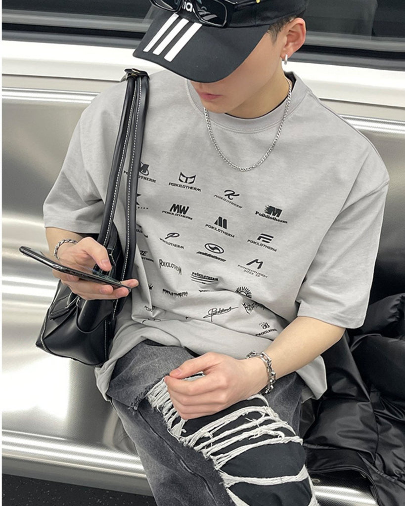 Casual Logo Printed T-Shirt PLT0031 - KBQUNQ｜韓国メンズファッション通販サイト