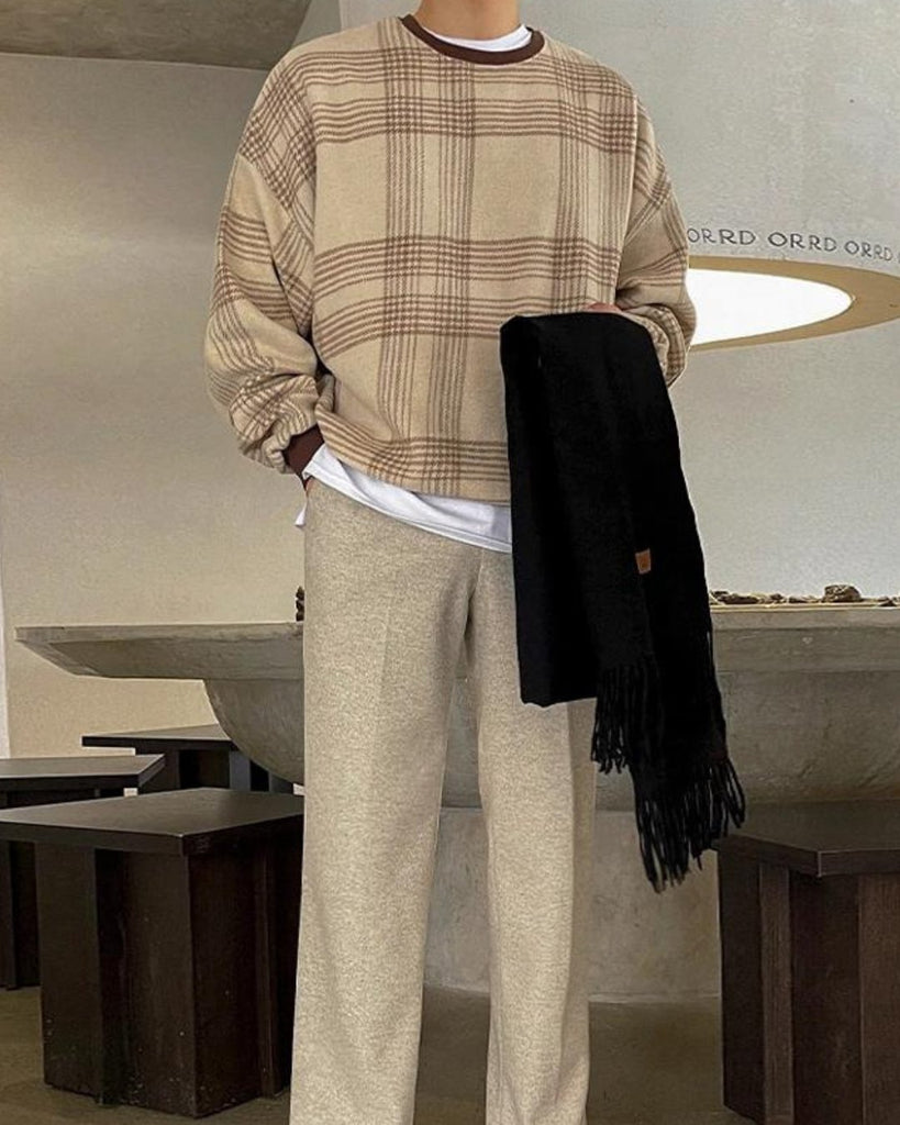 Check Jacquard Crewneck Knit VCH0144 - KBQUNQ｜ファッション通販