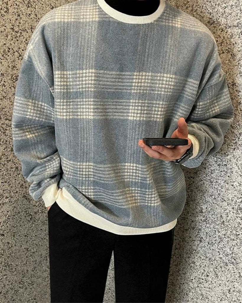 Check Jacquard Crewneck Knit VCH0144 - KBQUNQ｜ファッション通販