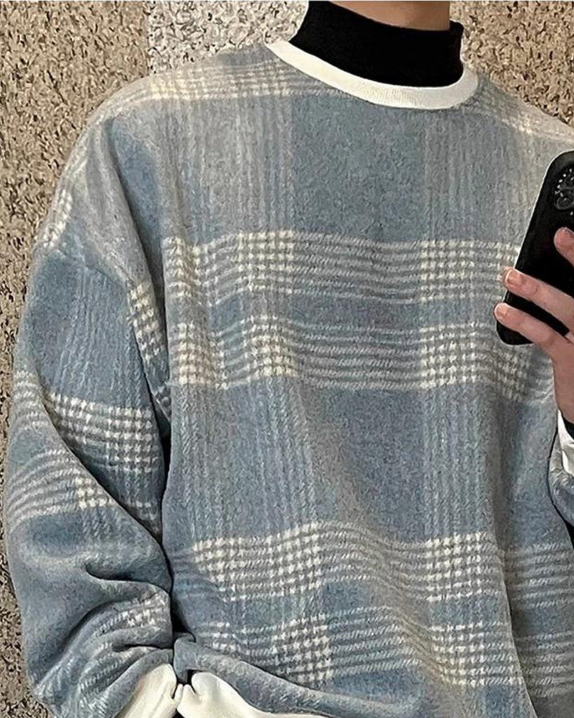 Check Jacquard Crewneck Knit VCH0144 - KBQUNQ｜ファッション通販