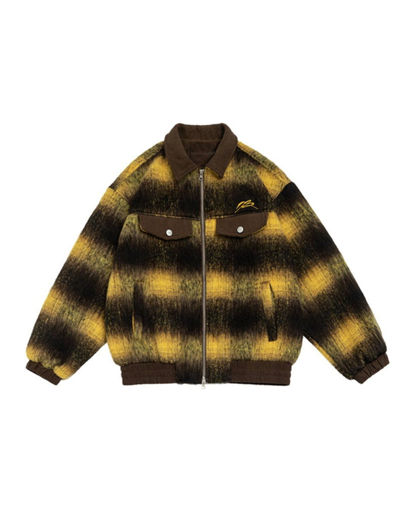 Check Shaggy Blouson Jacket HGX0005 - KBQUNQ｜韓国メンズファッション通販サイト
