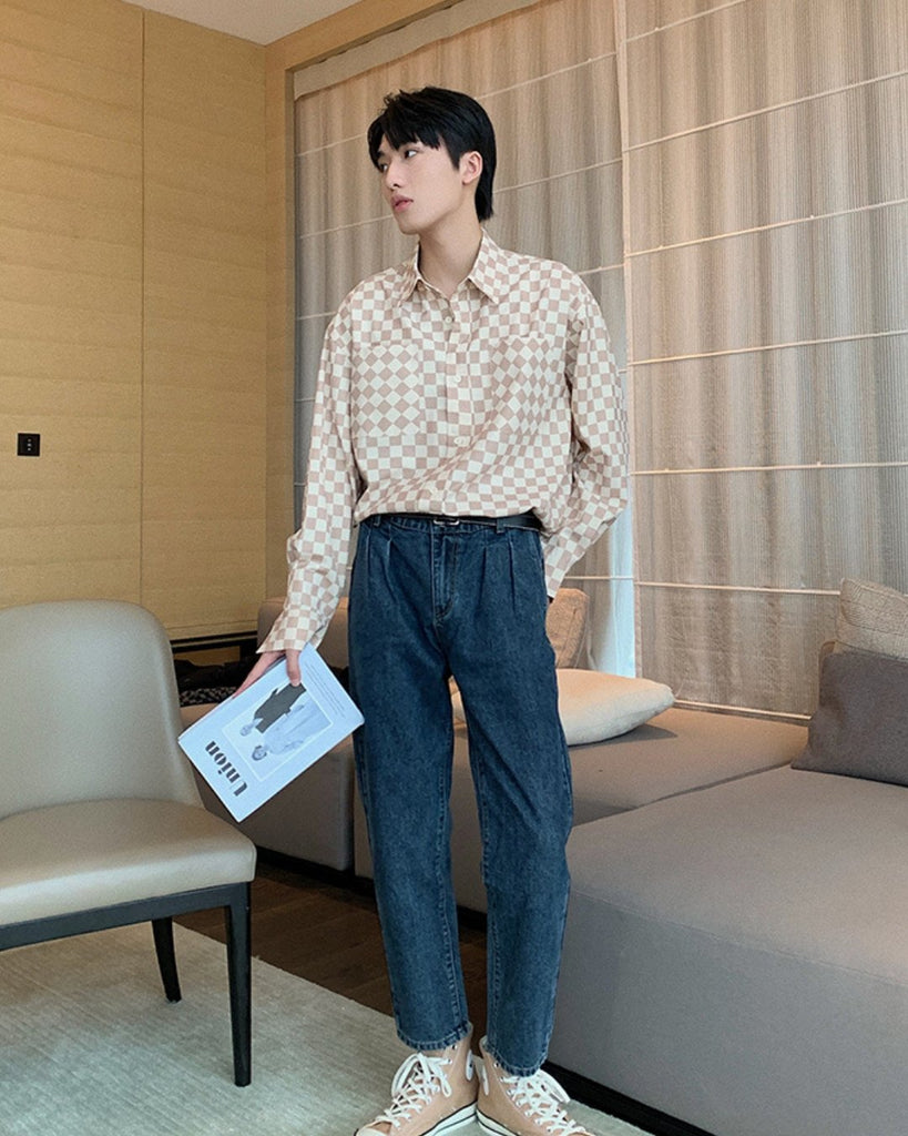 Checkerboard Retro Shirt HUD0018 - KBQUNQ｜韓国メンズファッション通販サイト