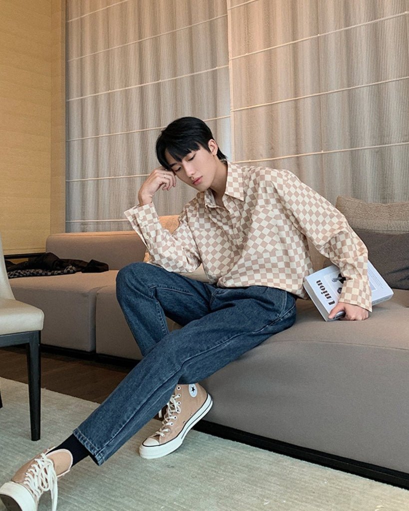 Checkerboard Retro Shirt HUD0018 - KBQUNQ｜韓国メンズファッション通販サイト