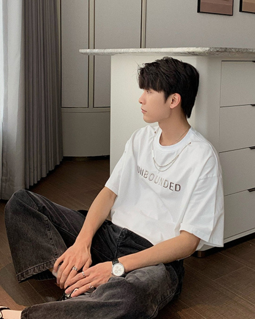 College Logo T-Shirt With Necklace HUD0012 - KBQUNQ｜韓国メンズファッション通販サイト