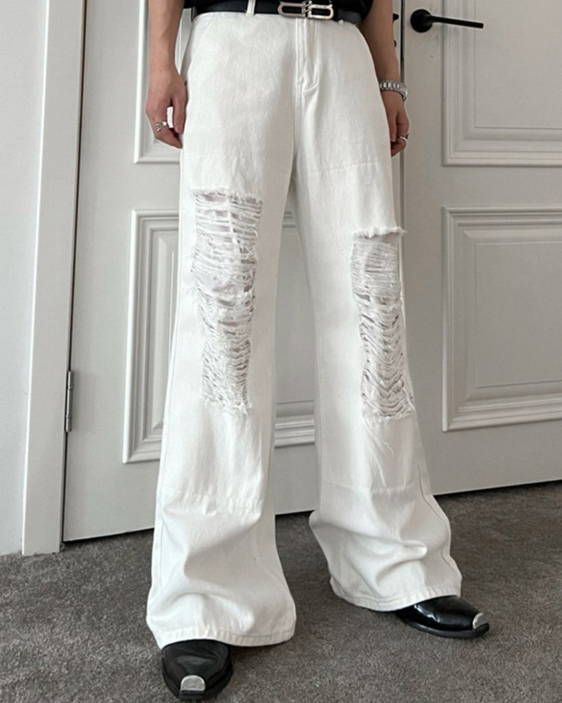 Damage Buggy Denim Pants TNS0104 - KBQUNQ｜韓国メンズファッション通販サイト