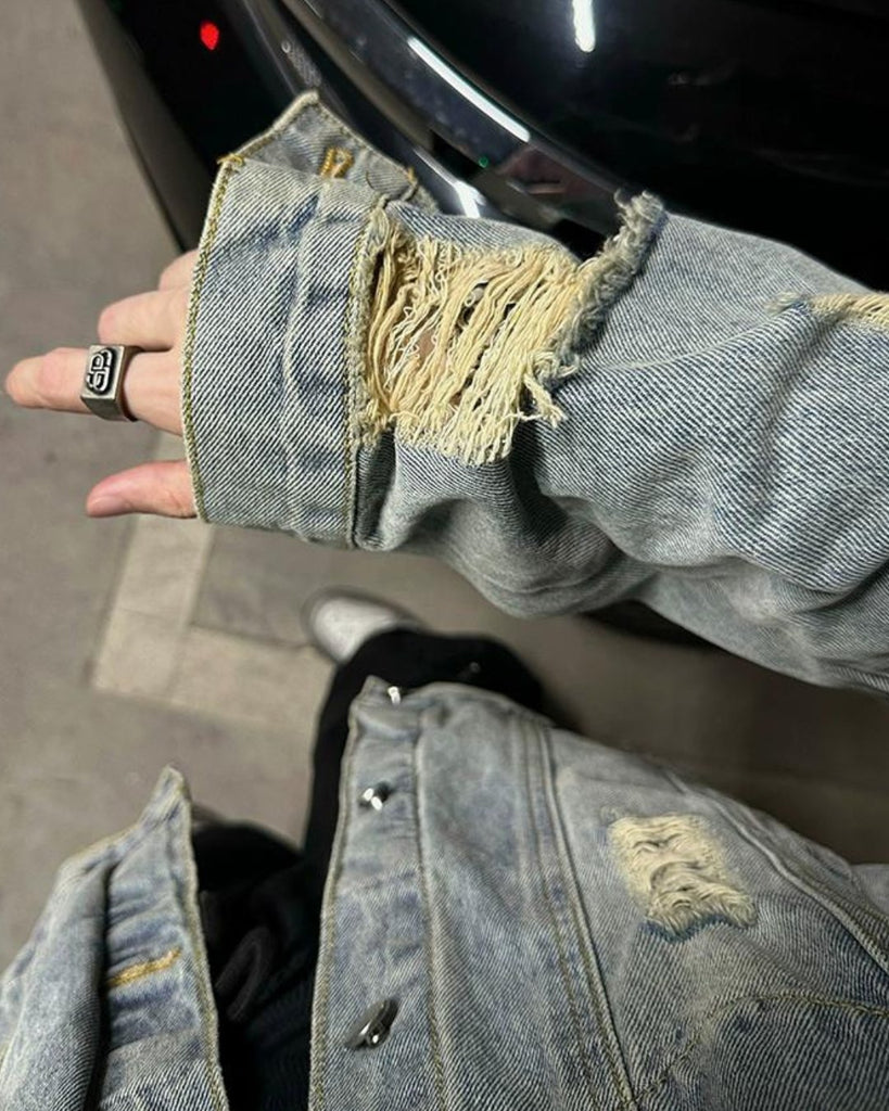 Damage Crush Denim Jacket JMH0058 - KBQUNQ｜ファッション通販