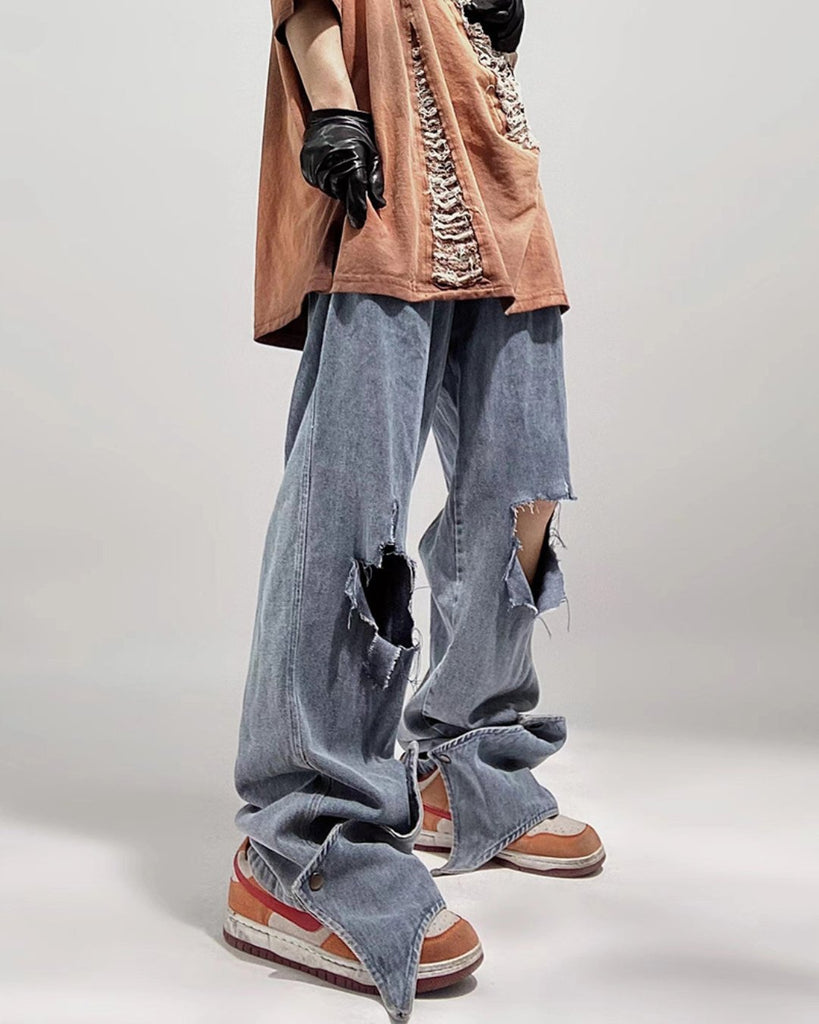 Damaged Vintage Loose Denim Pants UCS0006 - KBQUNQ｜韓国メンズファッション通販サイト