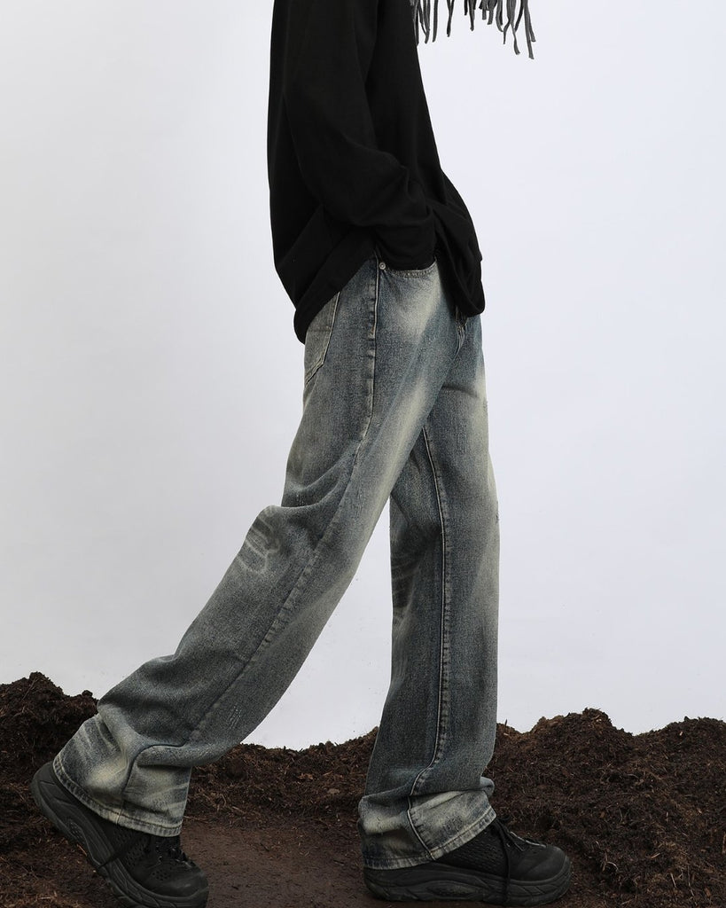 Damaged Vintage Straight Jeans ASD0030 - KBQUNQ｜韓国メンズファッション通販サイト