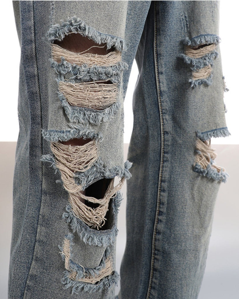 Damaged Vintage Straight Jeans ASD0030 - KBQUNQ｜韓国メンズファッション通販サイト