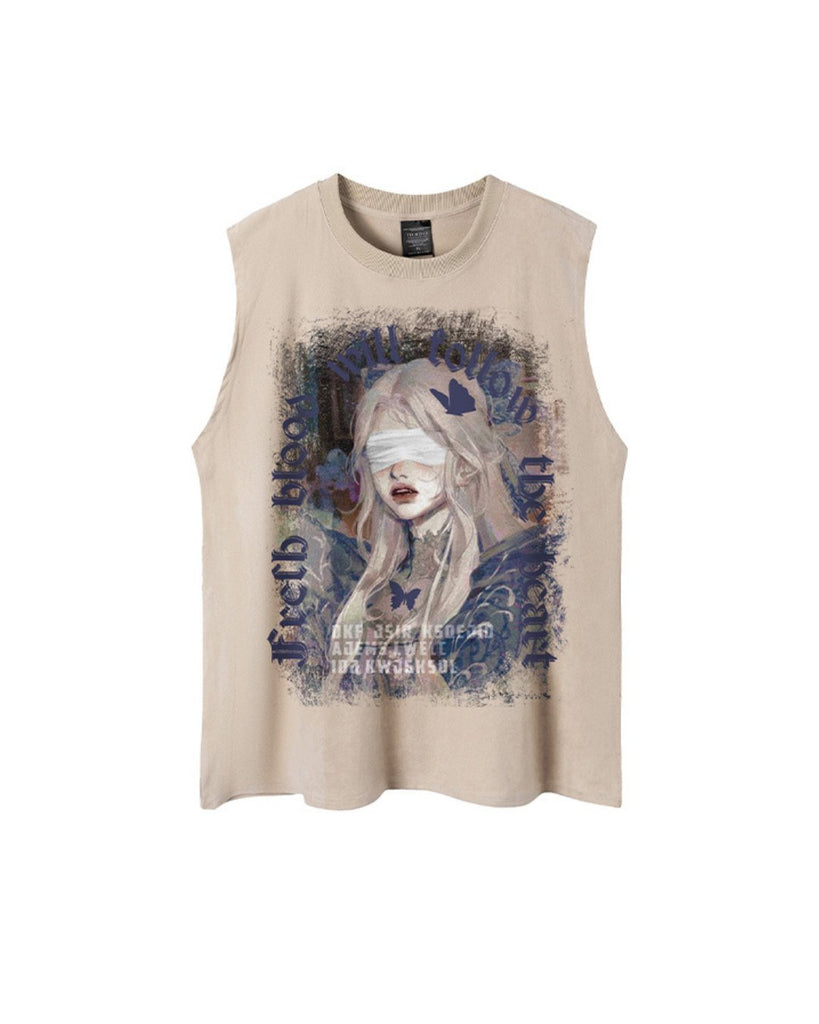 Dark Girly Sleeveless T-Shirt VGD0002 - KBQUNQ｜韓国メンズファッション通販サイト