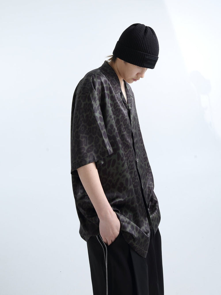 Dark Green Leopard Print Short Sleeve Shirt GRN0005 - KBQUNQ｜韓国メンズファッション通販サイト