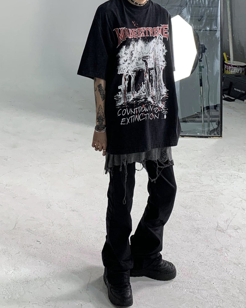 Dark High Street Short Sleeve T-Shirt ASD0038 - KBQUNQ｜韓国メンズファッション通販サイト