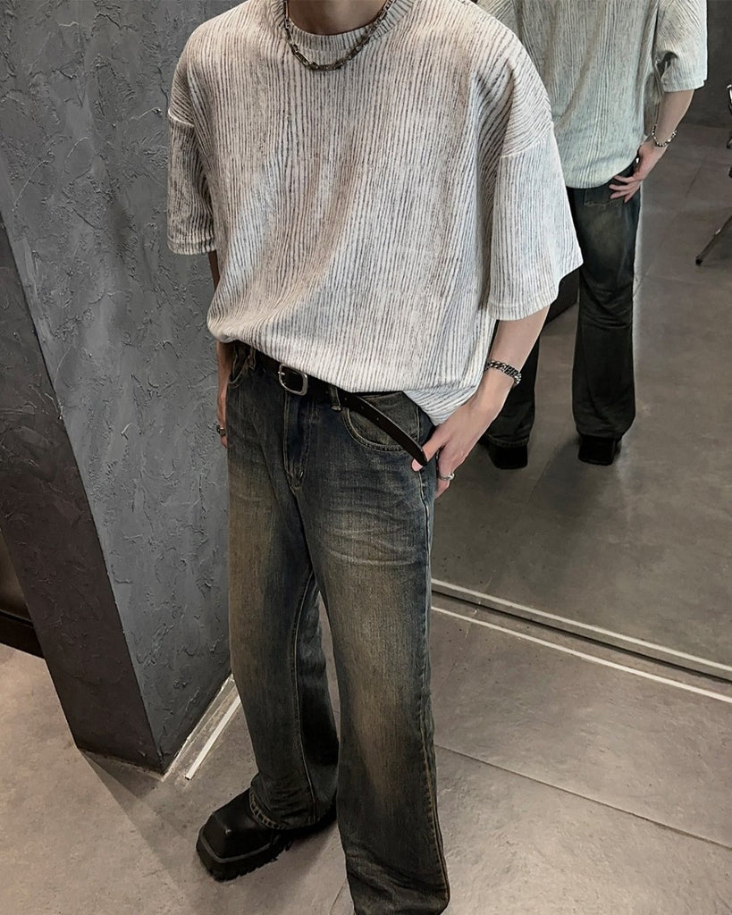 Deep Forest Stripe Short Sleeve T-Shirt JMH0035 - KBQUNQ｜韓国メンズファッション通販サイト