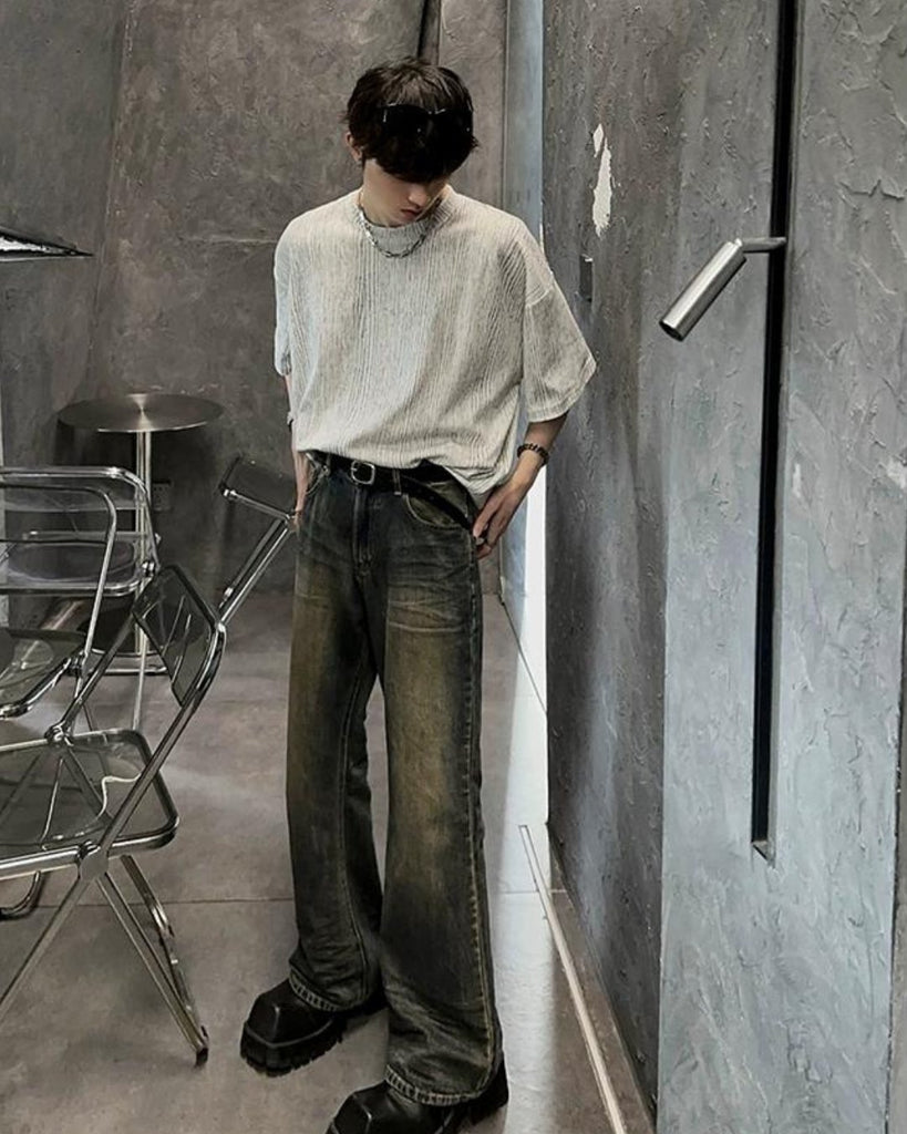 Deep Forest Stripe Short Sleeve T-Shirt JMH0035 - KBQUNQ｜韓国メンズファッション通販サイト