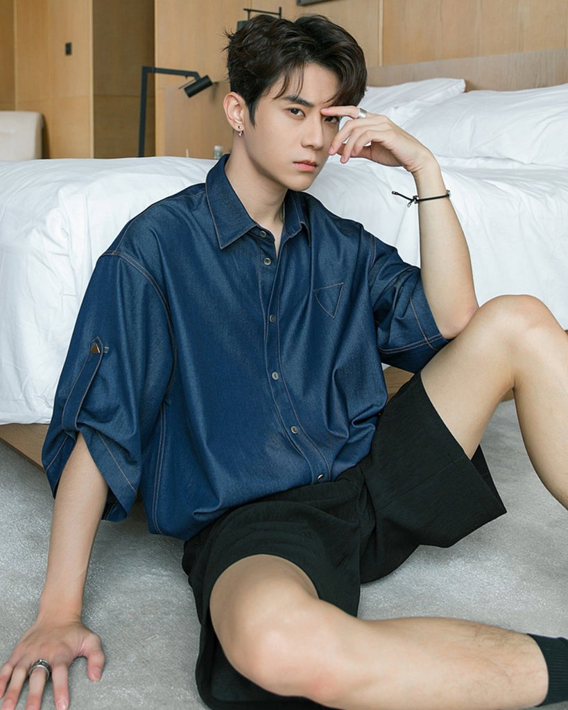 Denim Casual Loose Shirt CCR0030 - KBQUNQ｜韓国メンズファッション通販サイト