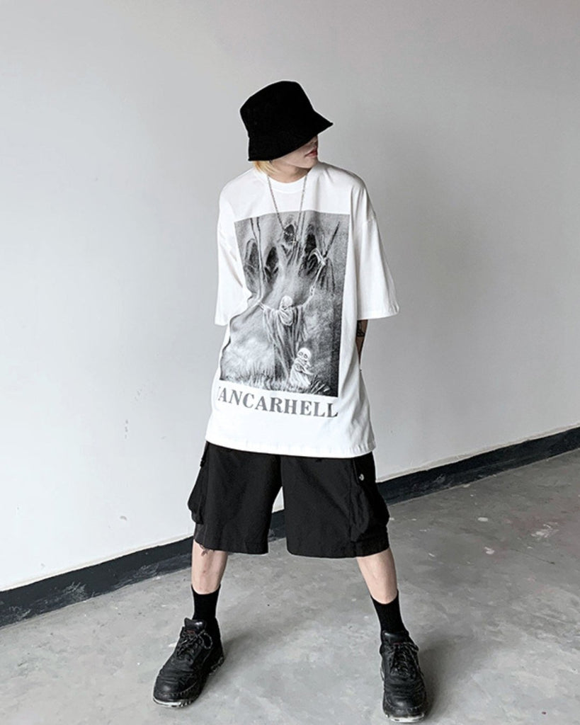 Devil Print Short Sleeve T-Shirt ASD0020 - KBQUNQ｜韓国メンズファッション通販サイト