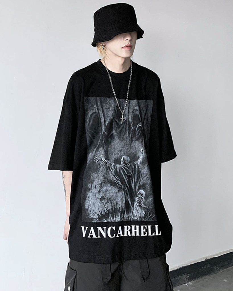 Devil Print Short Sleeve T-Shirt ASD0020 - KBQUNQ｜韓国メンズファッション通販サイト