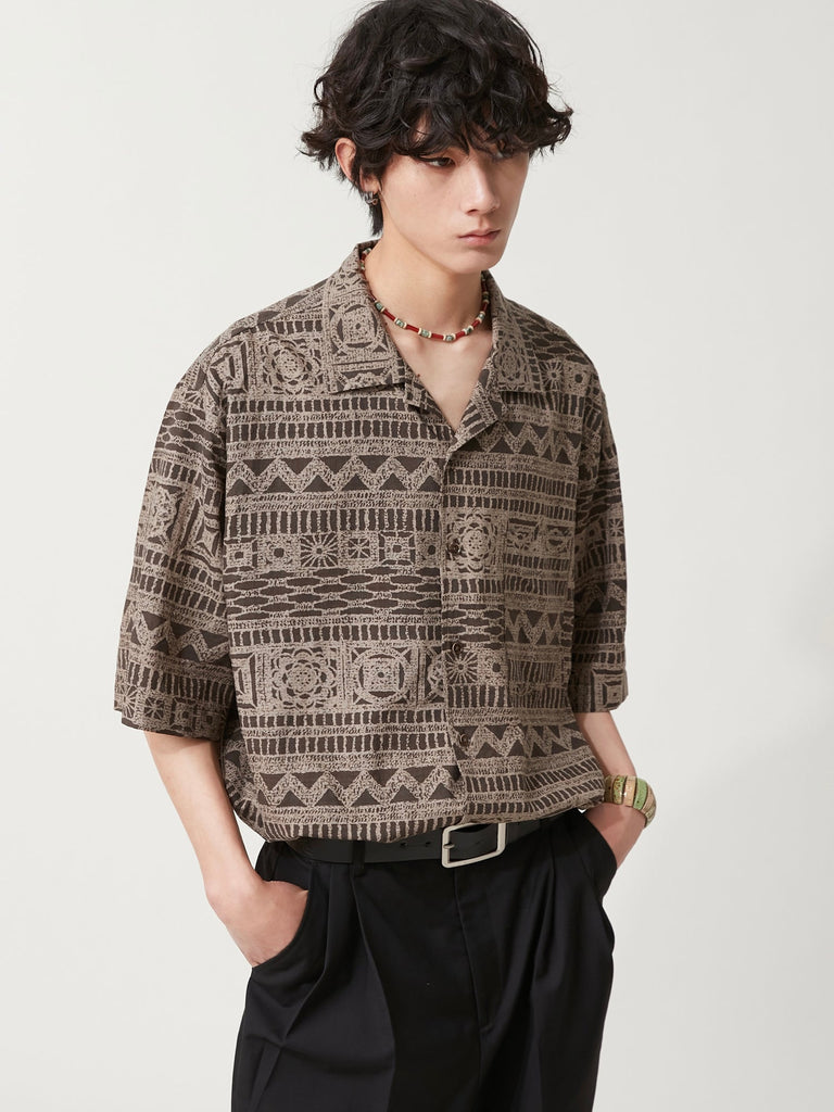 Ethnic Dark Pattern Shirt S410005 - KBQUNQ｜韓国メンズファッション通販サイト