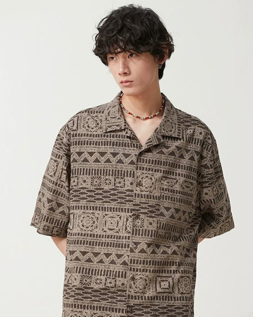 Ethnic Dark Pattern Shirt S410005 - KBQUNQ｜韓国メンズファッション通販サイト